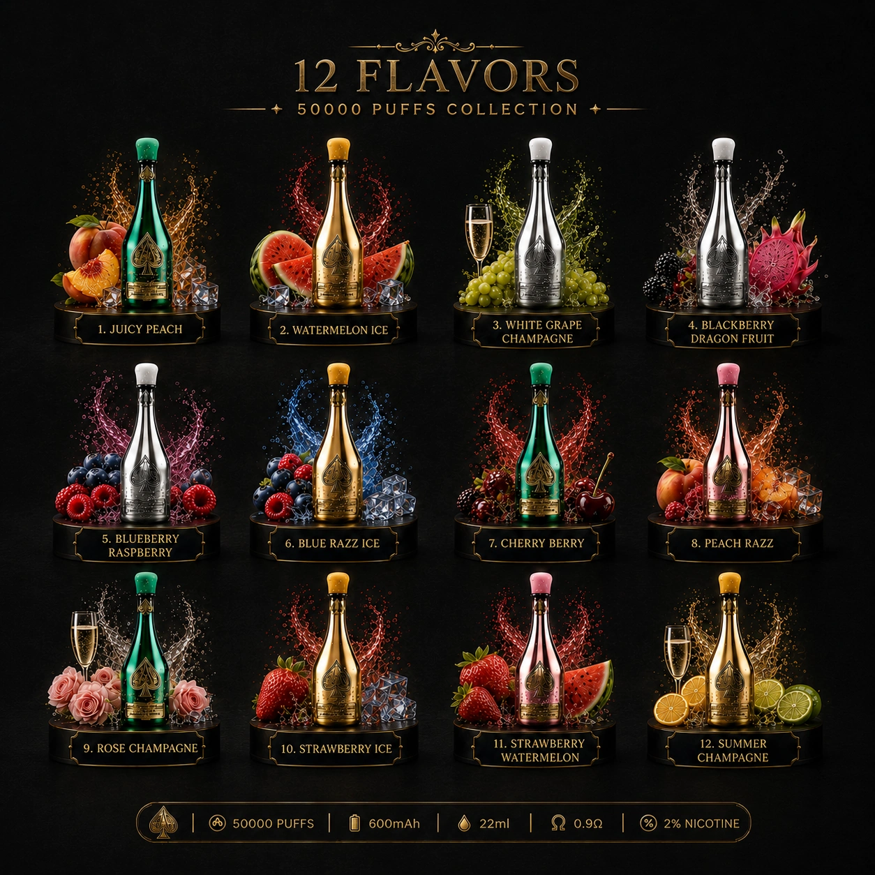 Solaris Champagne 50000 Puffs Vape – Luxury 50K Disposable Vape - 图片 2