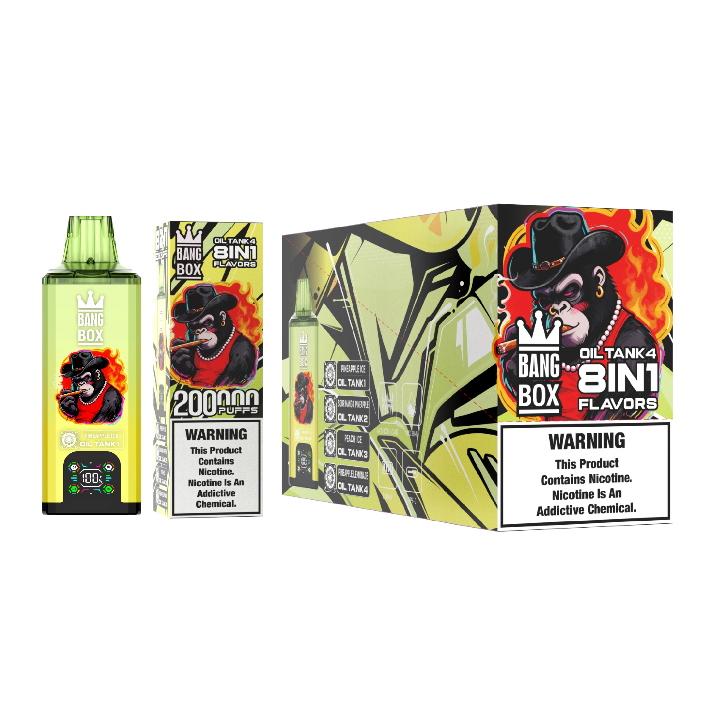 Bang Box 200000 8 in 1 06 box 200000 puffs 8in1 vape 4 vape flavor design with device artwork and matching product packaging.
