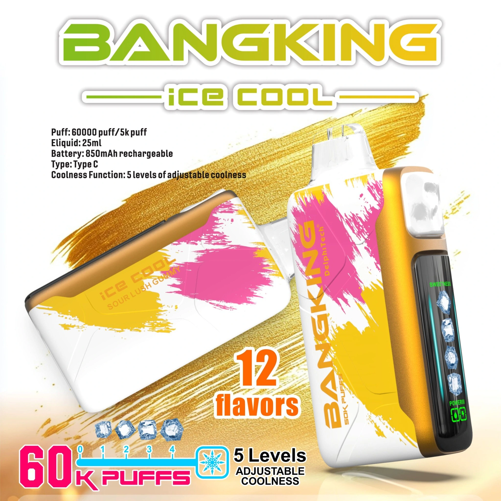 Bang King Ice Cool 60K Puffs Vape – 5-Level Adjustable Coolness & Mesh Coil
