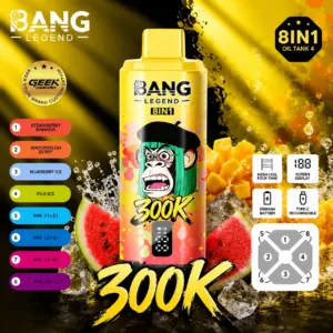 Bang Legend 300K Vape 8 in 1 Strawberry Banana Watermelon Berry disposable vape with 300K puffs