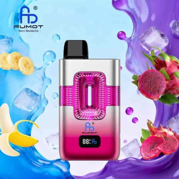 Fumot ECO 2 in 1 50K Double Flavors Smart Display 02 banana ice black dragon ice vape flavor design with device artwork and matching product packaging.