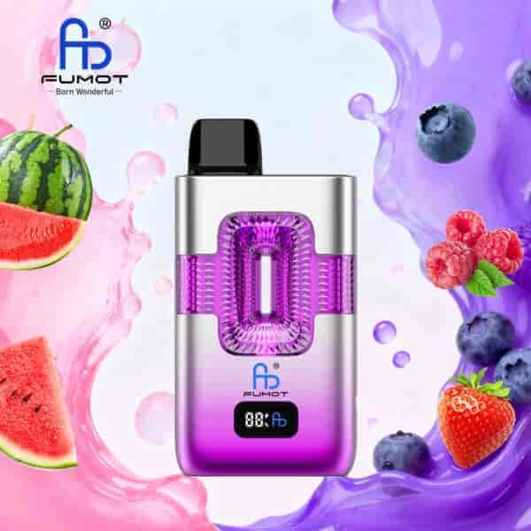 Fumot ECO 2 in 1 50K Double Flavors Smart Display 03 vimto watermelon bubblegum vape flavor design with device artwork and matching product packaging.
