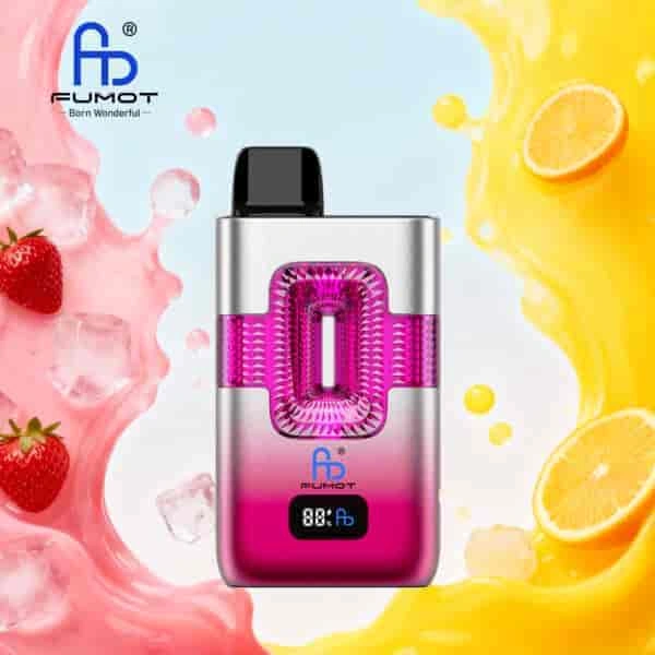 Fumot ECO 2 in 1 50K Double Flavors Smart Display 05 strawberry ice huckleberry vape flavor design with device artwork and matching product packaging.