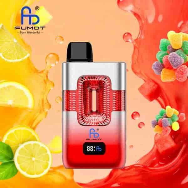 Fumot ECO 2 in 1 50K Double Flavors Smart Display 08 pink lemonade sour candy vape flavor design with device artwork and matching product packaging.