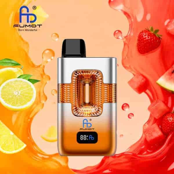 Fumot ECO 2 in 1 50K Double Flavors Smart Display 12 lemon lime strawberry watermelon vape flavor design with device artwork and matching product packaging.