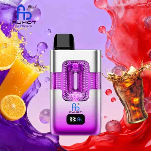 Fumot ECO 2 in 1 50K Double Flavors Smart Display 17 fanta cola ice vape flavor design with device artwork and matching product packaging.