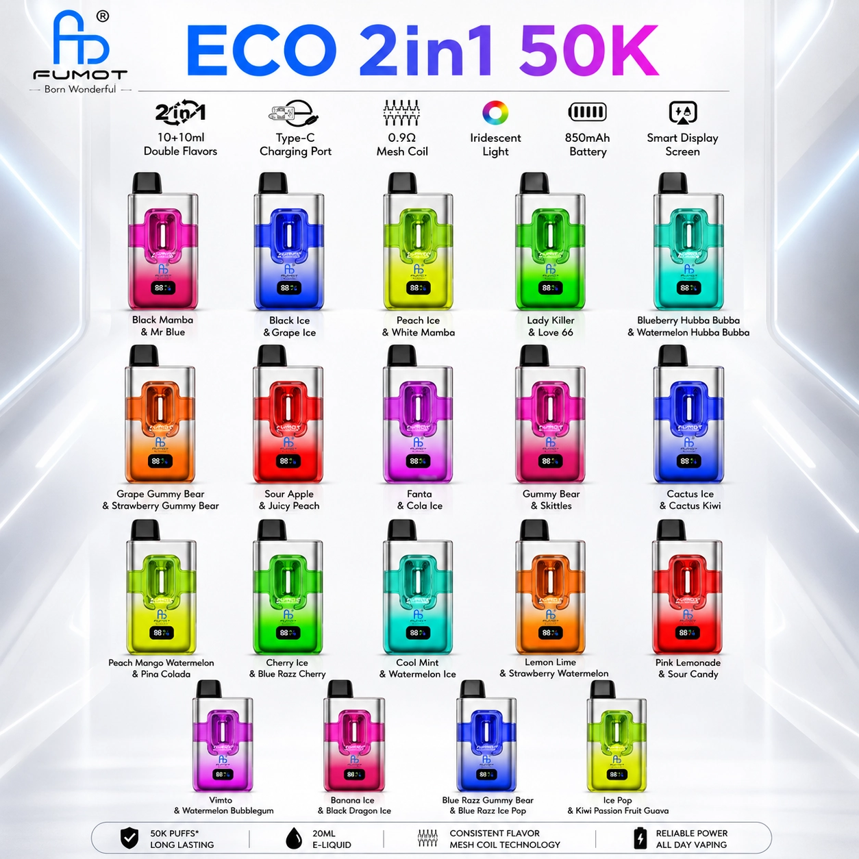 Fumot Eco 2in1 50000 Puffs Dual Flavor Disposable Vape