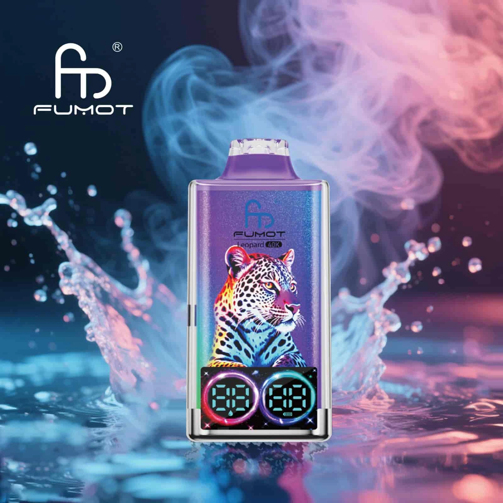 Fumot Leopard 40K disposable vape in Dr Blue flavor design with matching product artwork.