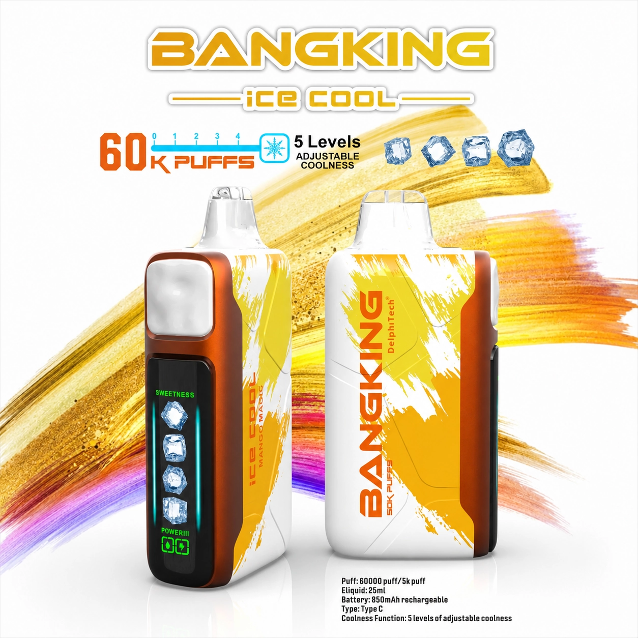 Bang King Ice Cool 60K Puffs Vape – 5-Level Adjustable Coolness & Mesh Coil - 图片 11