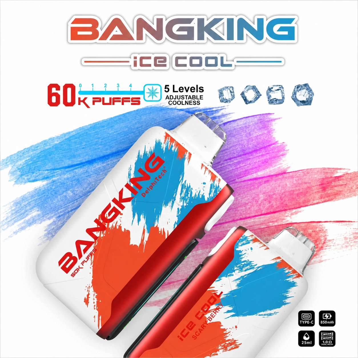 Bang King Ice Cool 60K Puffs Vape – 5-Level Adjustable Coolness & Mesh Coil - 图片 9