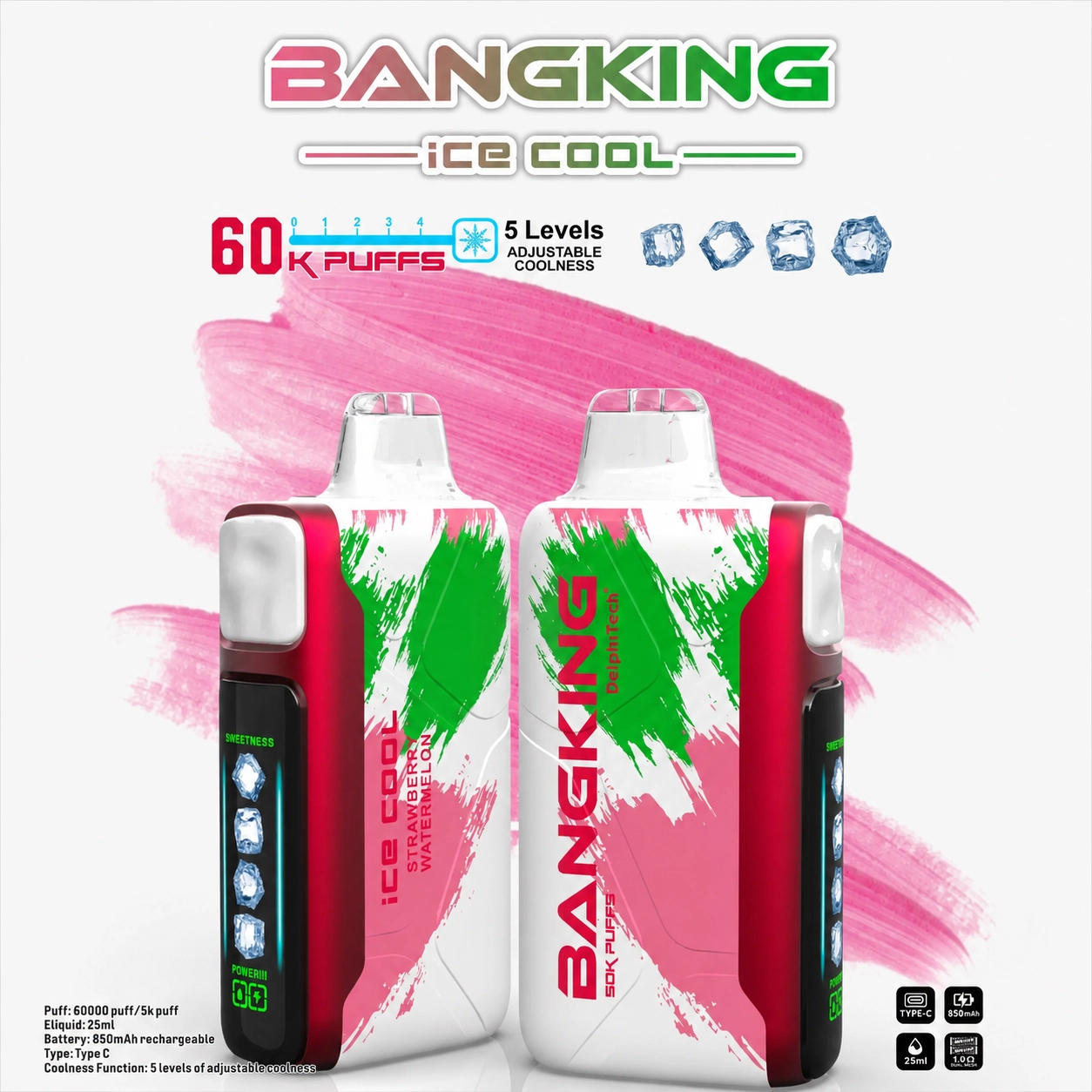 Bang King Ice Cool 60K Puffs Vape – 5-Level Adjustable Coolness & Mesh Coil - 图片 7