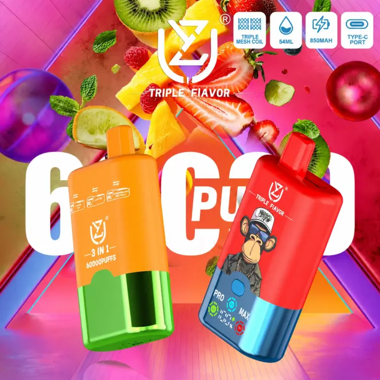 UZY Triple Flavor 60000 Puffs Disposable Vape with 3-in-1 Flavor Design and Dual Power System