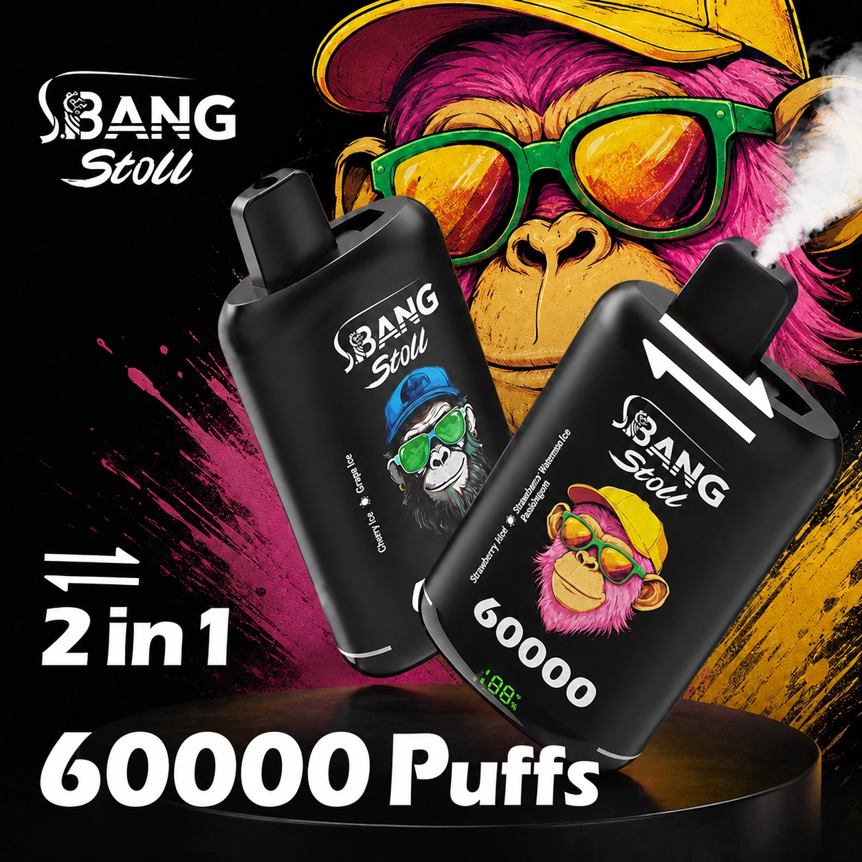 Bang Stoll 60K Disposable Vape – 60000 Puffs 2-in-1 Flavors Mesh Coil