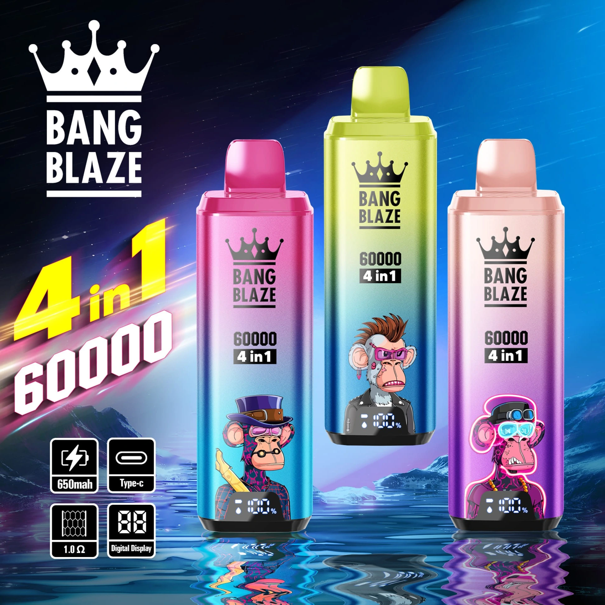 Bang Blaze 60K Disposable Vape – 60000 Puffs 4-in-1 Flavors Mesh Coil