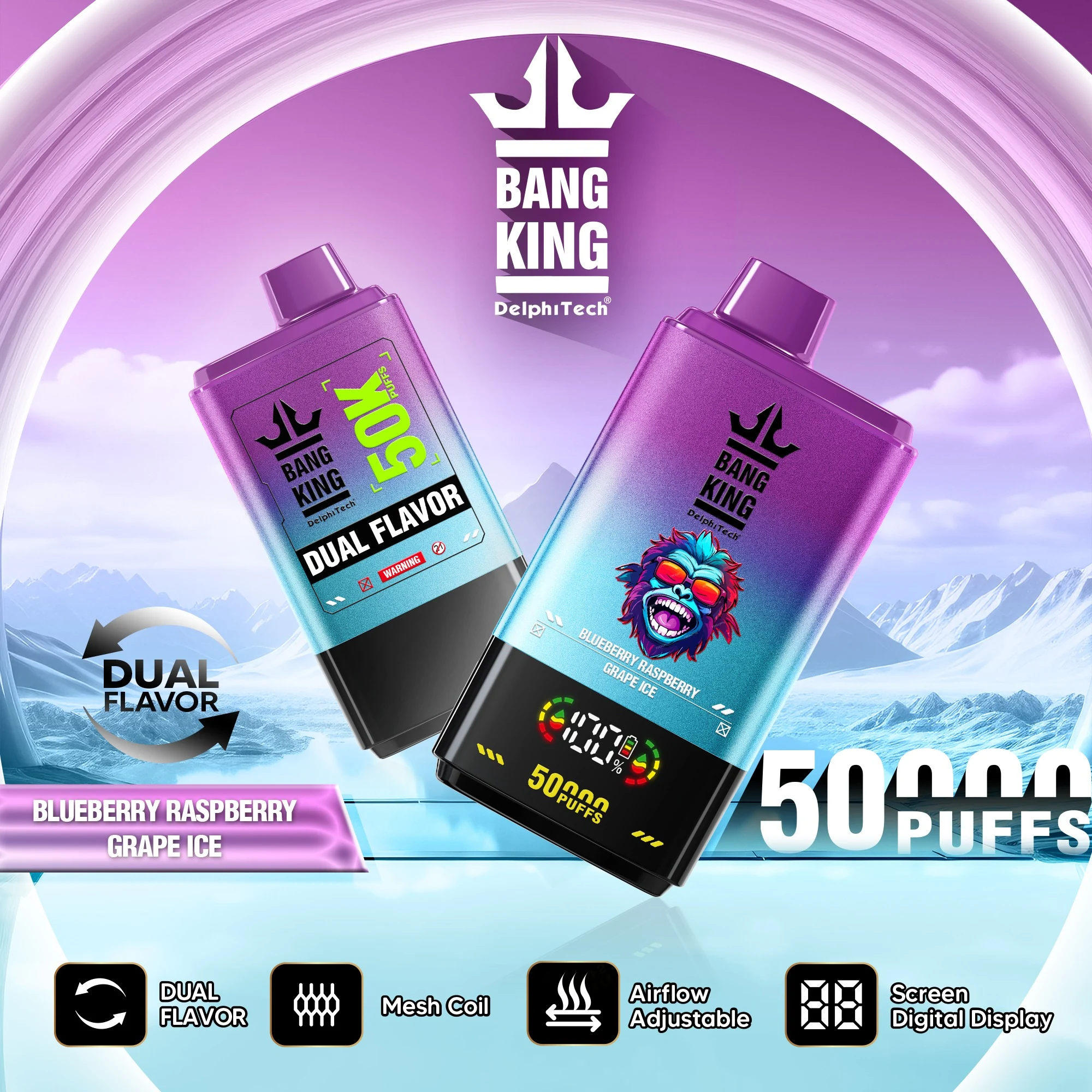 Bang King 50K 2-in-1 Disposable Vape – 50,000 Puffs Double Flavor Device