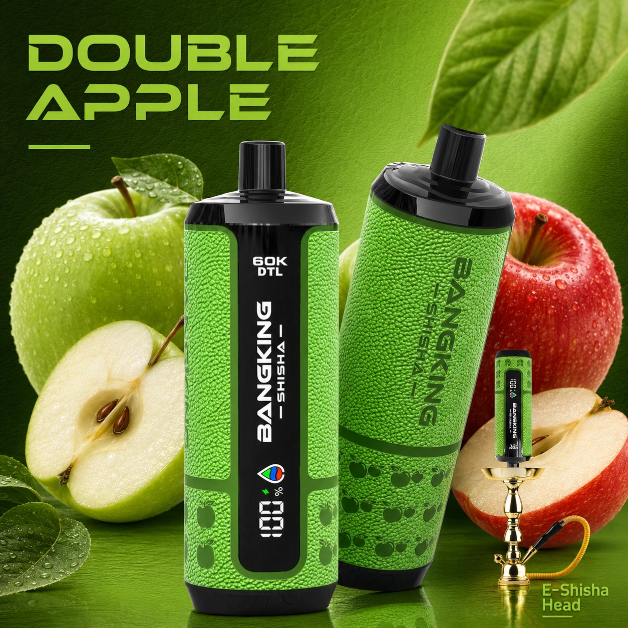Bang King Shisha 60K DTL e-shisha disposable vape with Double Apple flavor