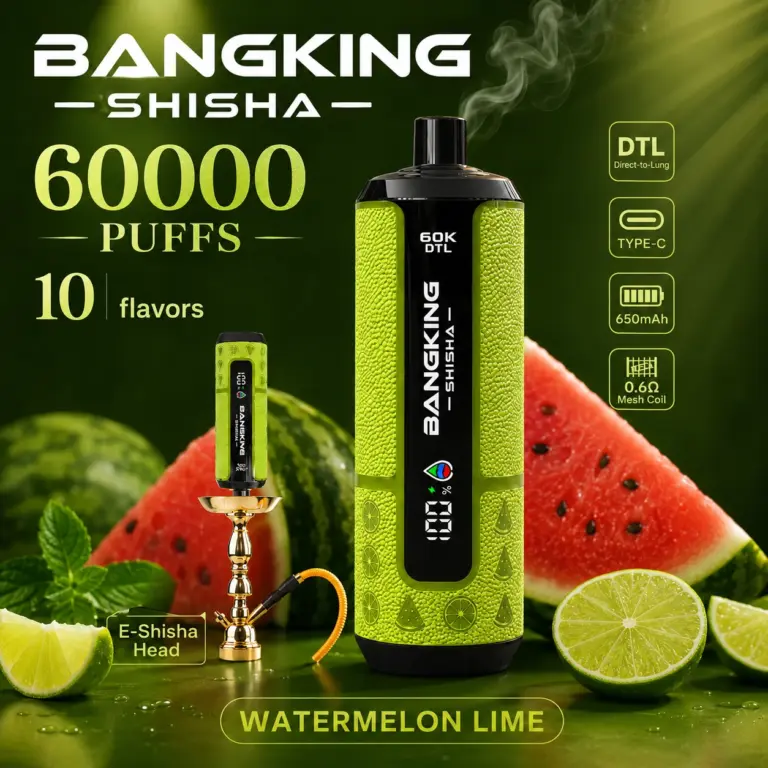 Bang King Shisha 60K DTL e-shisha disposable vape with Watermelon Lime flavor