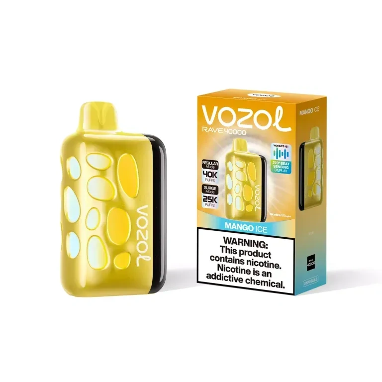 Vozol Rave 40K disposable vape gallery view 01 showing the dual mode smart display device and package design
