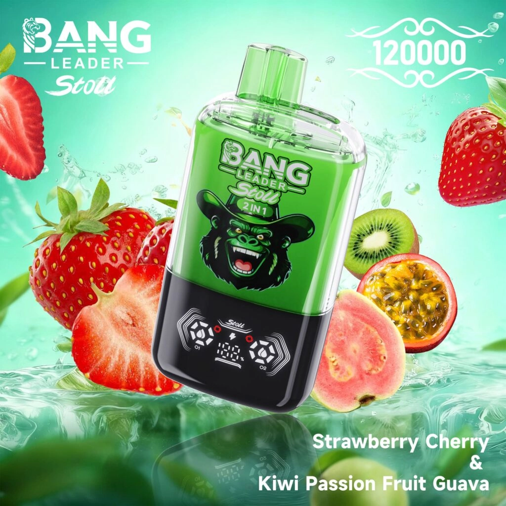Bang Leader Stoll 120000 Puffs Double Flavor Vape – Strawberry Banana and Cherry Fiesta, Smart OLED Display