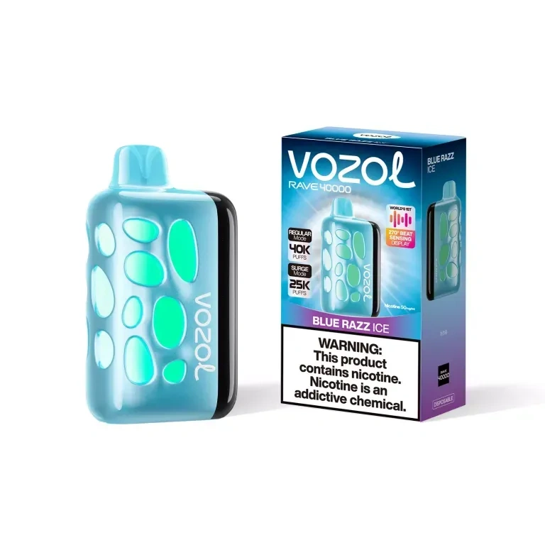 Vozol Rave 40K disposable vape gallery view 06 showing the device design and matching product box
