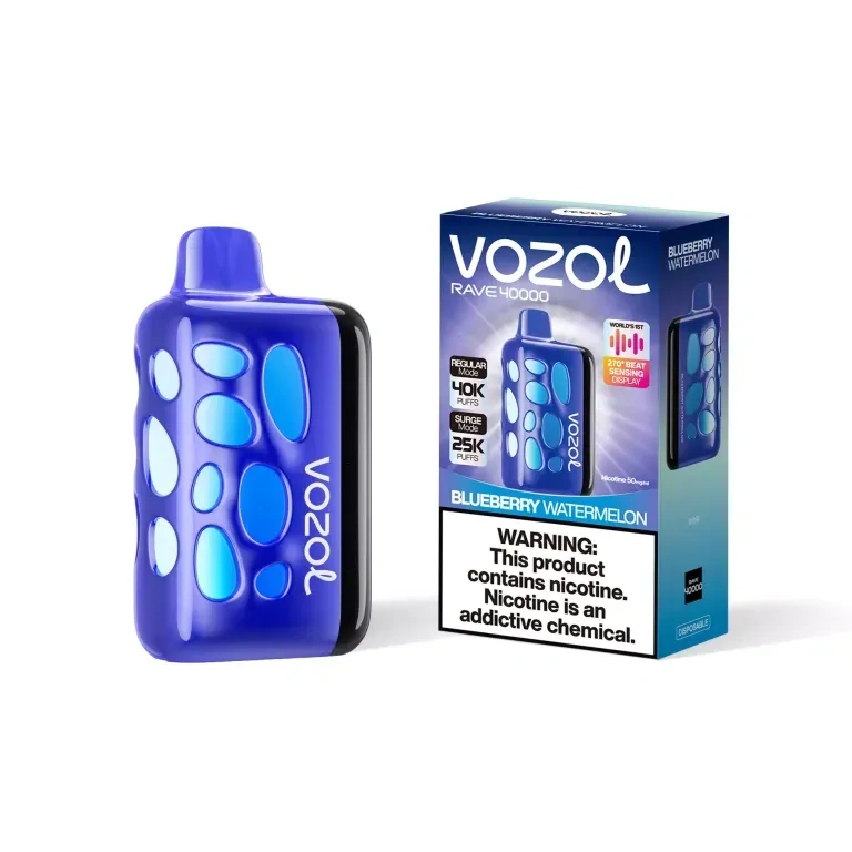 Vozol Rave 40K disposable vape gallery view 07 showing the device and retail package for product display