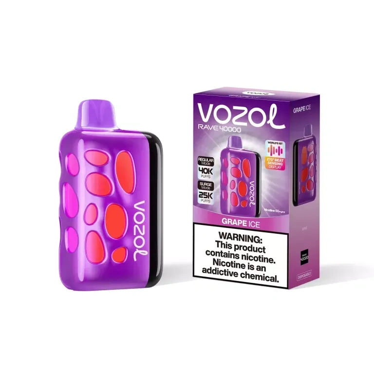 Vozol Rave 40K disposable vape gallery view 14 showing the dual mesh device and retail box presentation