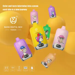 Uzy Bang Digital 15K Puffs Disposable Vape hero presentation showing the featured device design and display in the official product artwork.