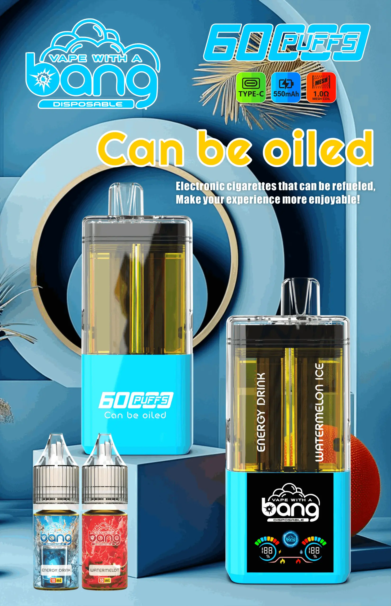 Bang 60K Refillable 2 in 1 04 60k starwberry ice strawberry banana vape flavor design with device artwork and matching product packaging.