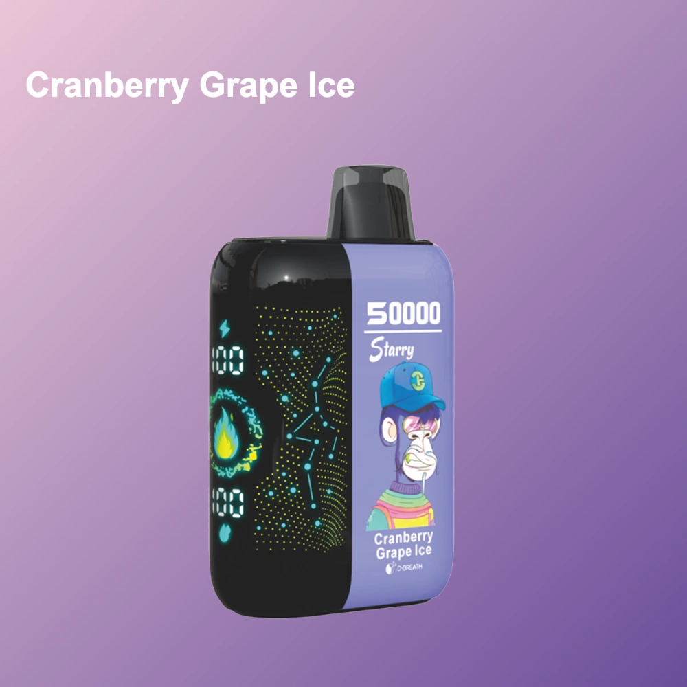 Bang Blaze 50K disposable vape in Cranberry Grape Ice flavor design with matching product artwork for the vape device.