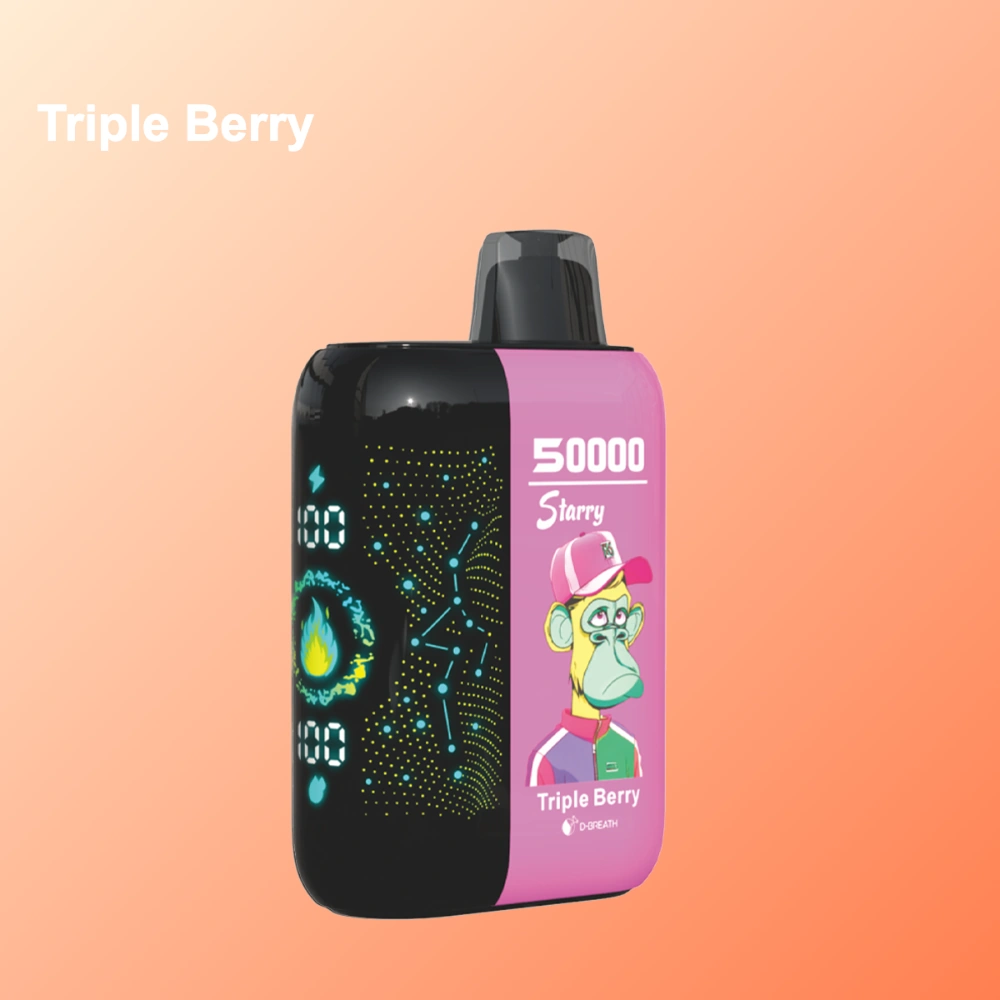 Bang Blaze 50K disposable vape in Triple Berry flavor design with matching product artwork for the vape device.