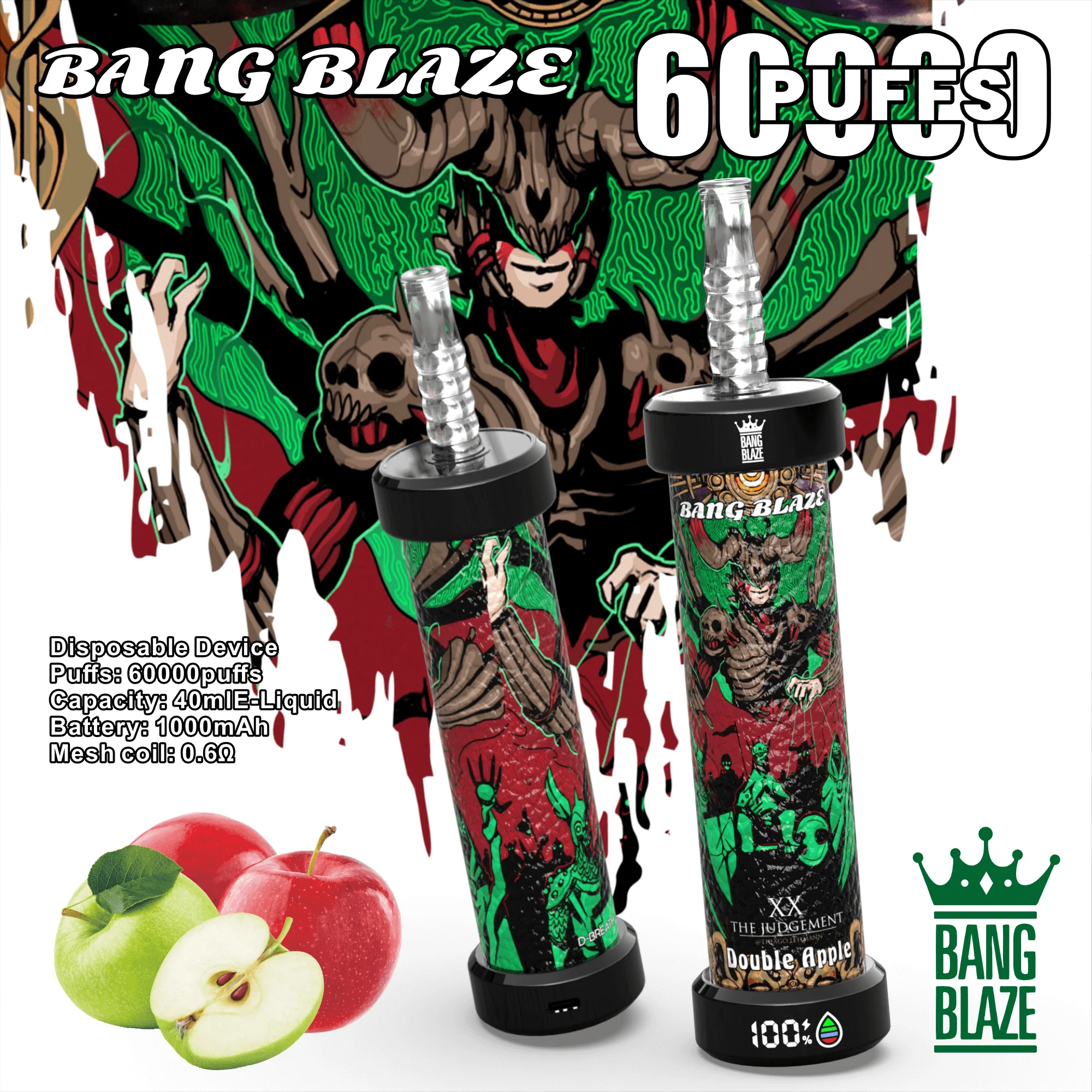 Bang Blaze 60000 05 blaze 60k 3 1 vape flavor design with device artwork and matching product packaging.