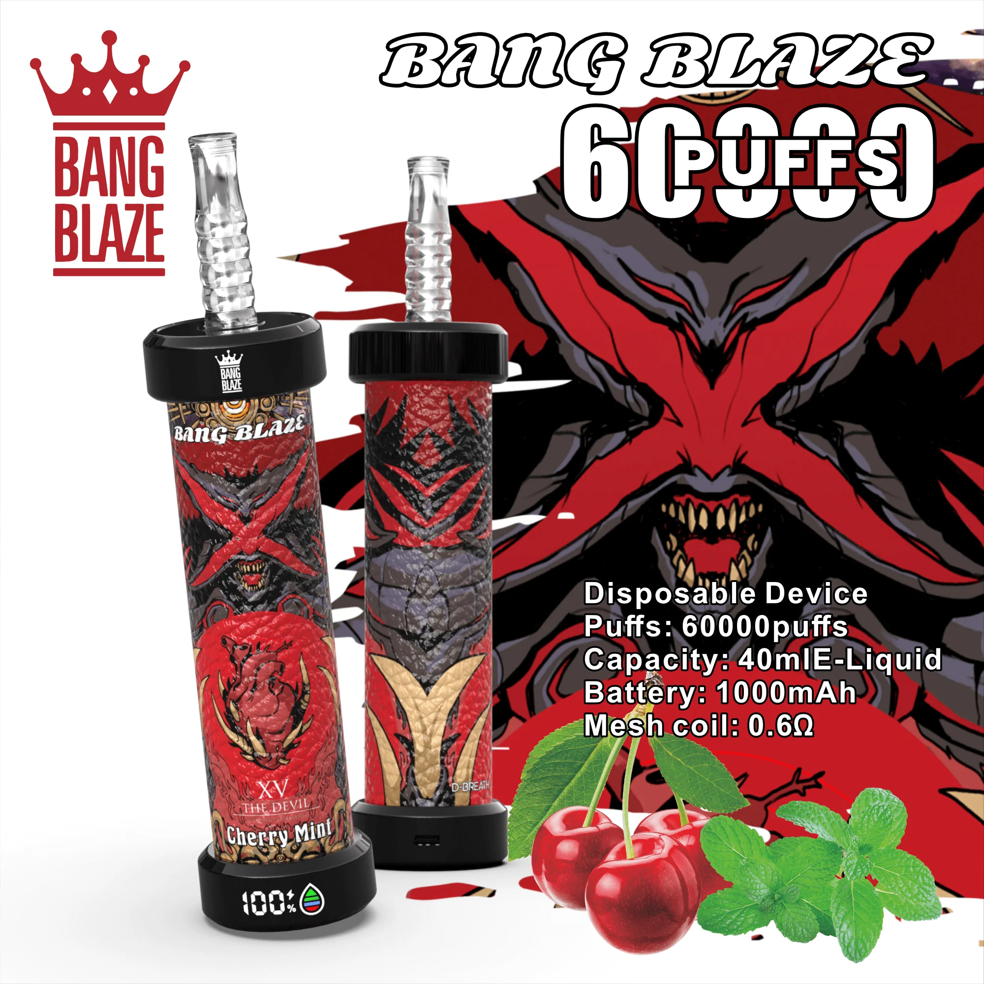Bang Blaze 60000 06 blaze 60k 4 1 vape flavor design with device artwork and matching product packaging.