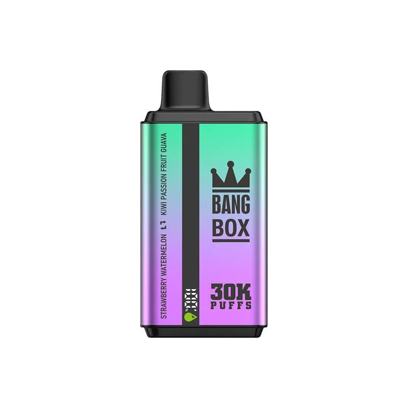 Bang Box 30K 2-in-1 flavor disposable vape product presentation with a colorful retail box