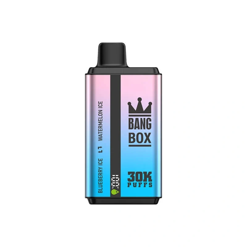 Bang Box 30K disposable vape with smart display and matching branded product packaging