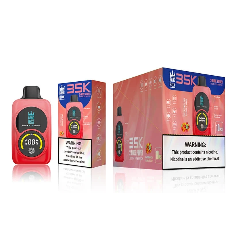 Bang Box 35K 35000-puff vape device with double screen design and matching retail box