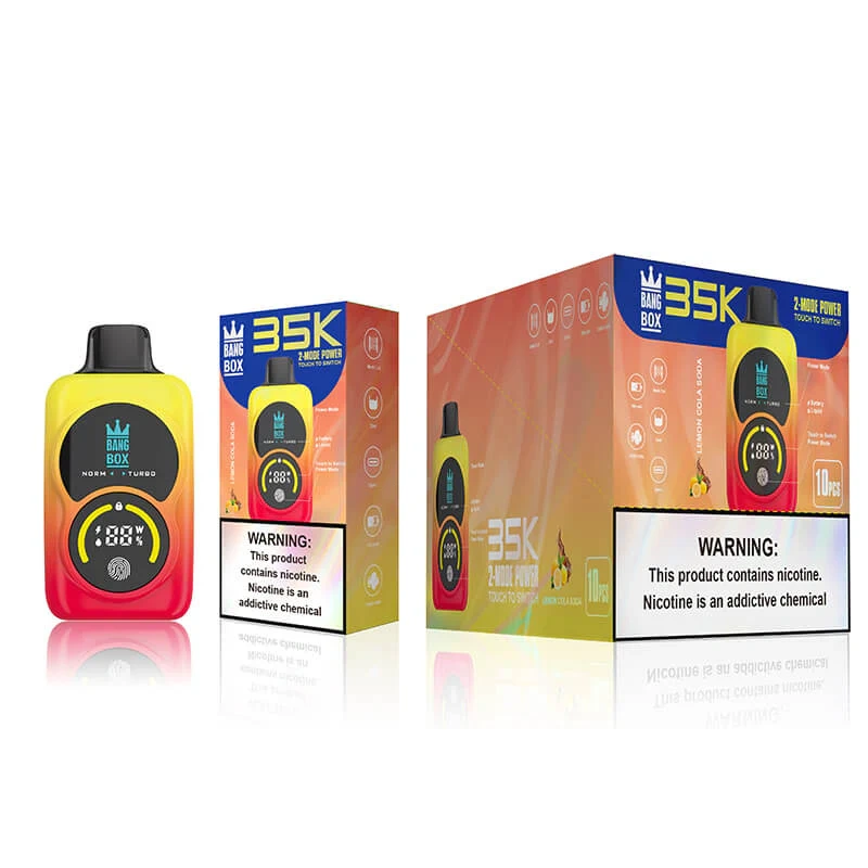 Bang Box 35K disposable vape with branded retail packaging and compact device presentation
