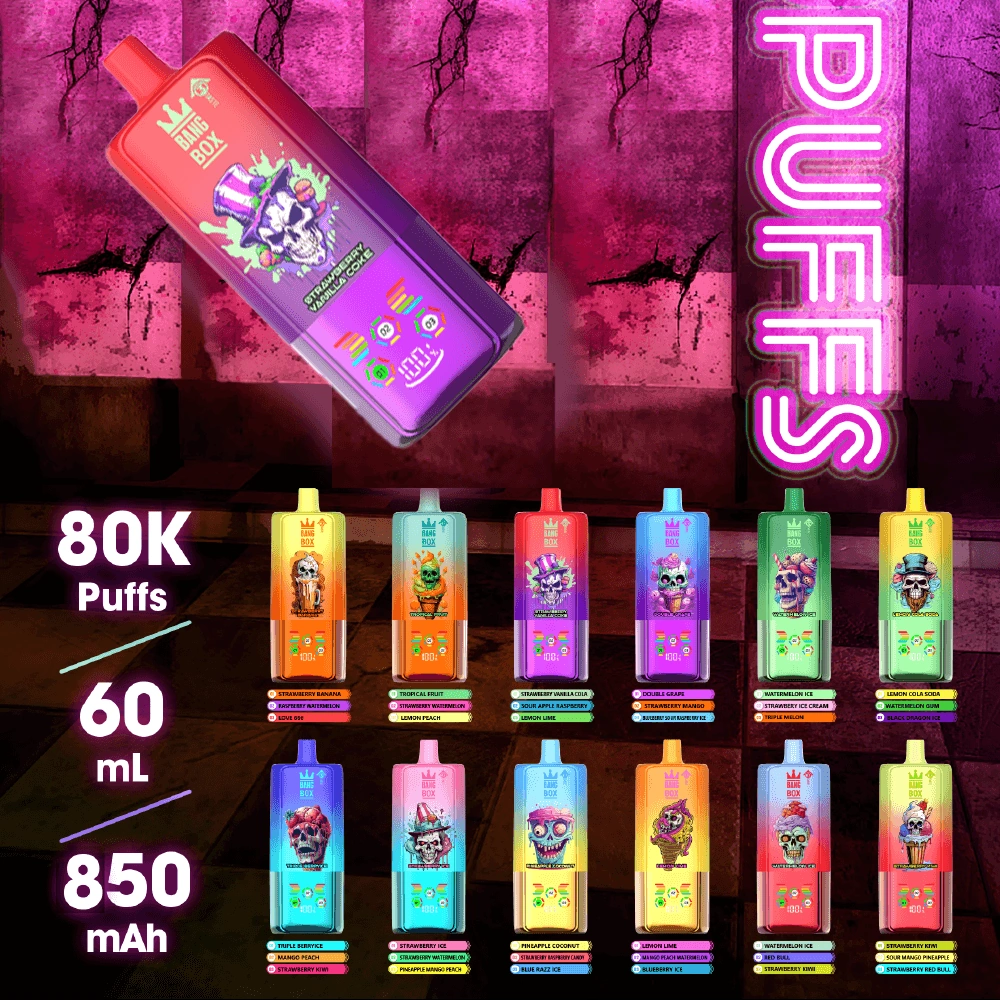 Bang Box 80K 80000-puff disposable vape product image featuring the compact device and matching retail box