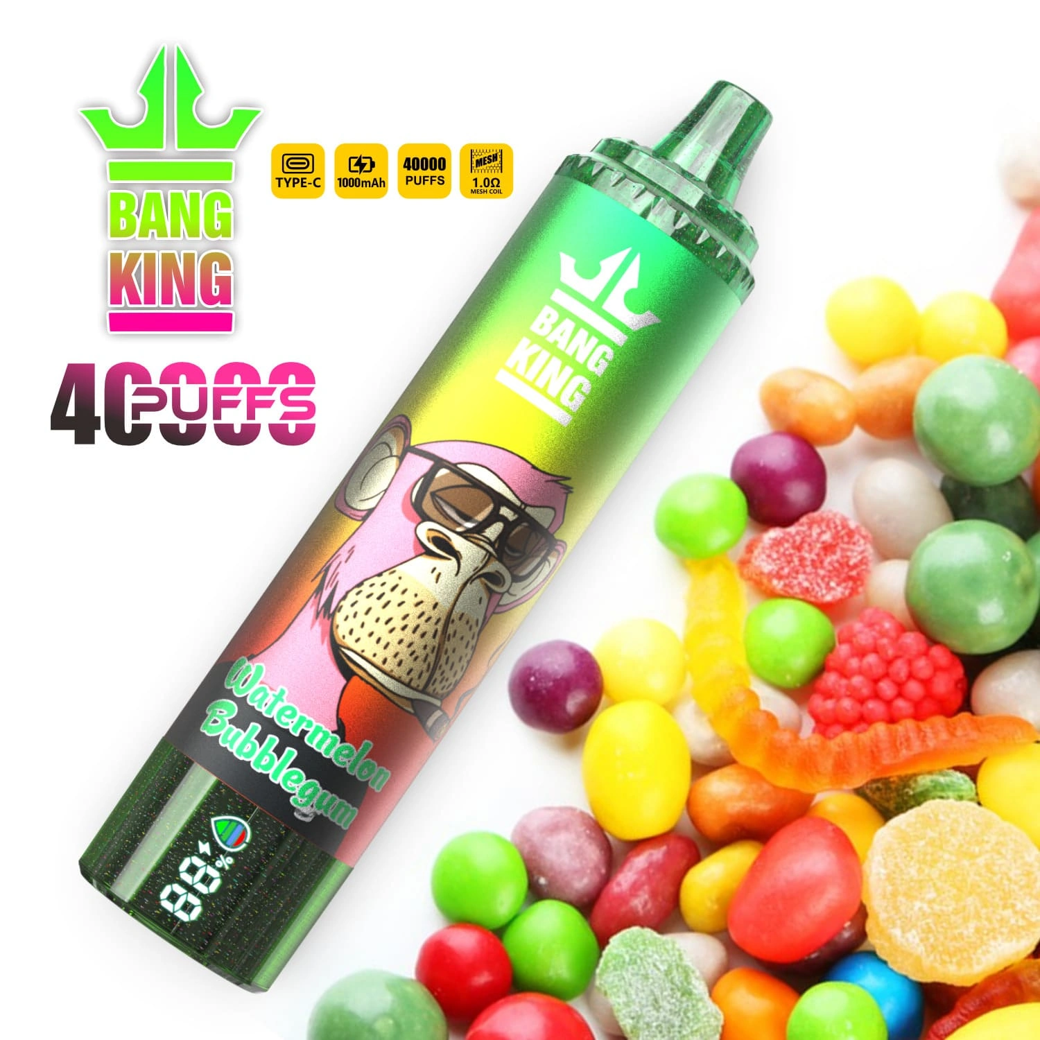 Bang King 40000 13 king 40000 puffs vape watermelon bubblegum 1 vape flavor design with device artwork and matching product packaging.