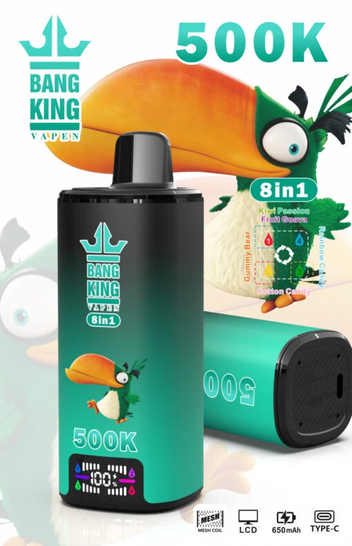 Bang King 500K 8-in-1 8-in-1 device and colorful product box artwork