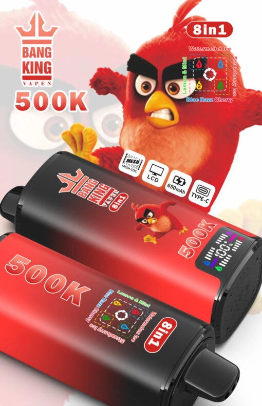 Bang King 500K 8-in-1 high-capacity disposable vape retail presentation
