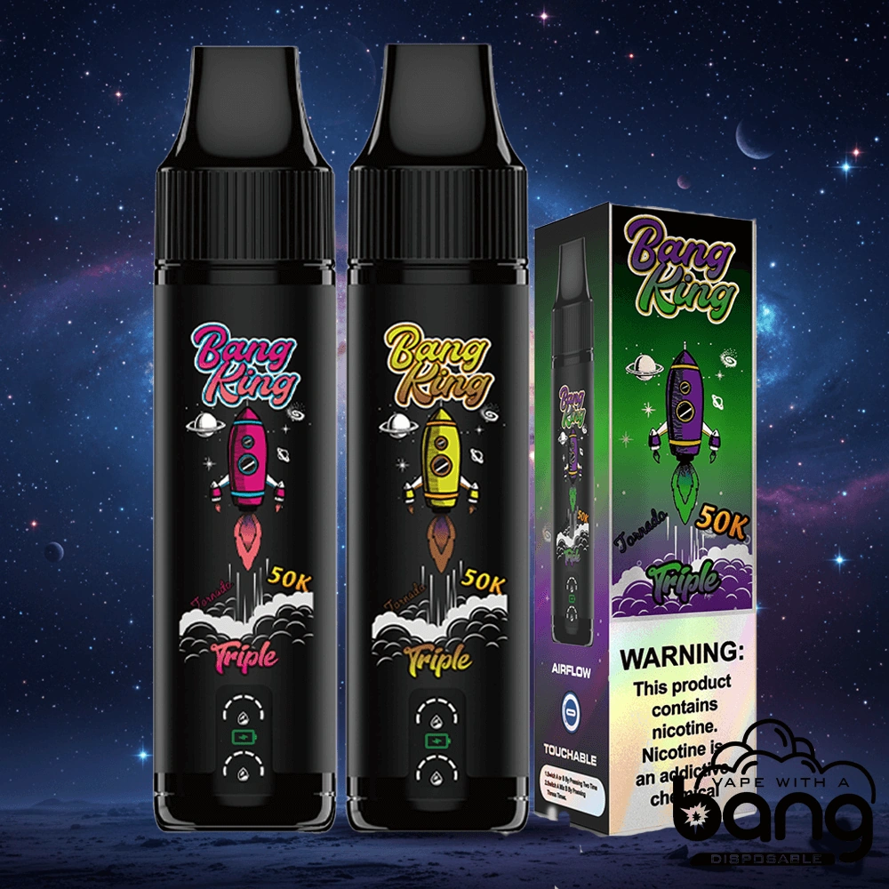 Bang King Triple 50K product display with branded device artwork, packaging details, and model visuals.