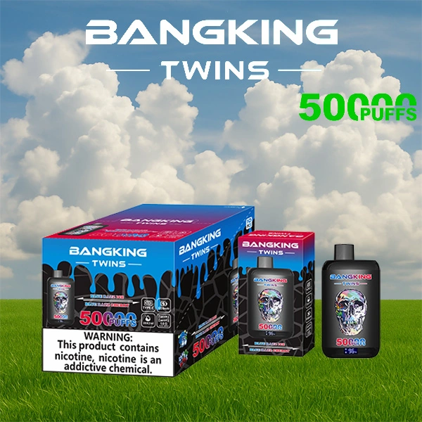 Bang King Twins 50000 03 king twins 50000 puffs vape blue razz iceblue razz cherry 1 vape flavor design with device artwork and matching product packaging.