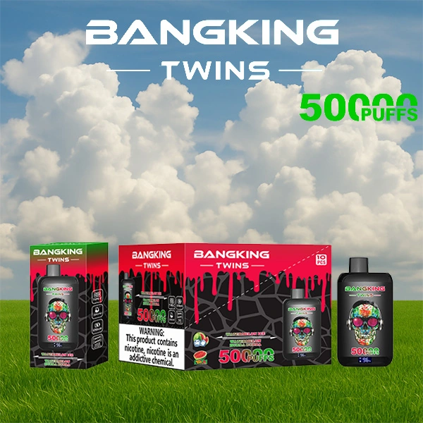 Bang King Twins 50000 05 king twins 50000 puffs vape watermelon icewatermelon hubba bubba 1 vape flavor design with device artwork and matching product packaging.
