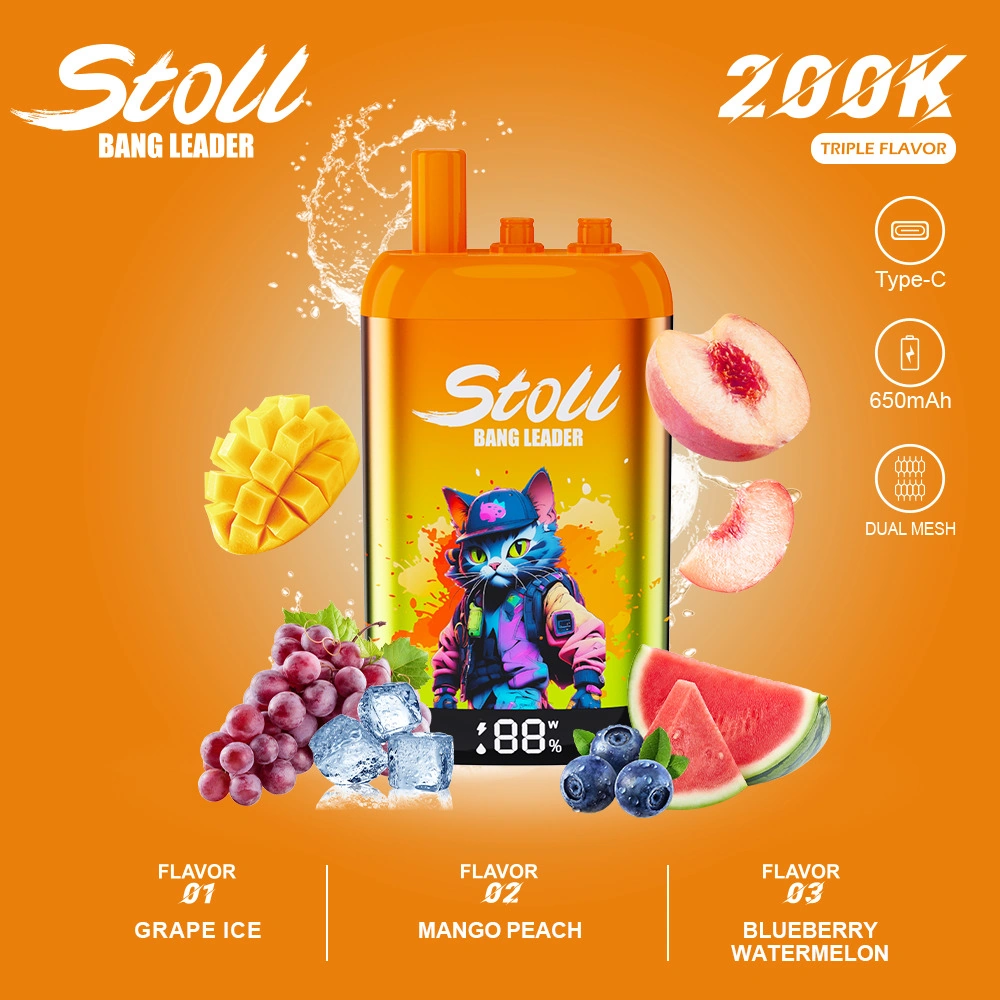 Bang Leader Stoll 200K high-capacity disposable vape shown with matching product box artwork