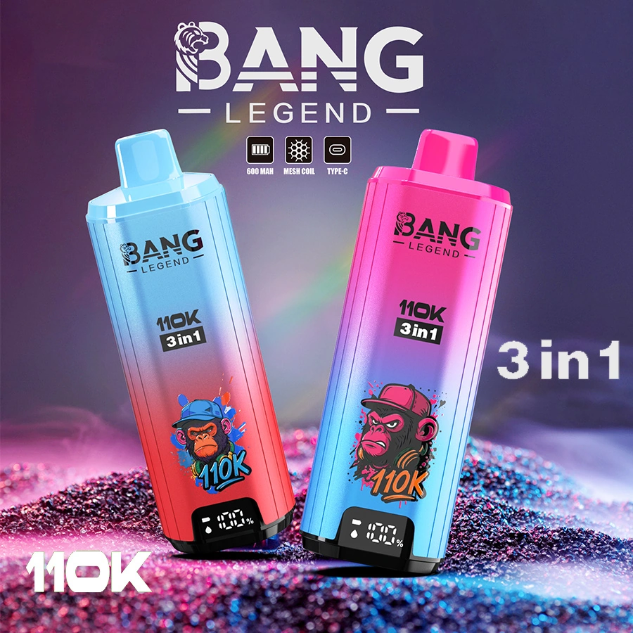 Bang Legend 110000 3in1 01 legend 110k puffs 3in1 vape 2 vape flavor design with device artwork and matching product packaging.