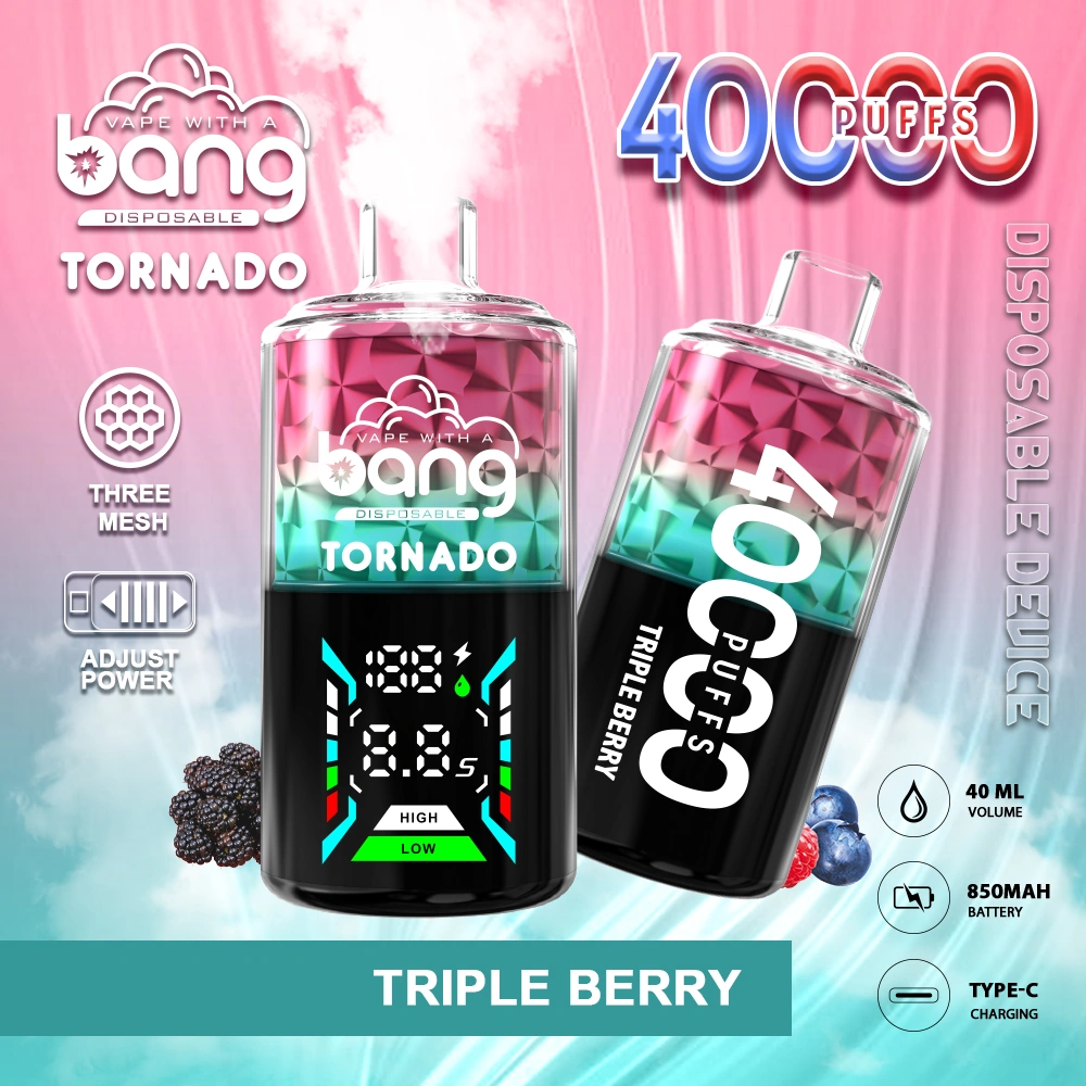 Bang Tornado 40000 08 tornado 40000 9 vape flavor design with device artwork and matching product packaging.