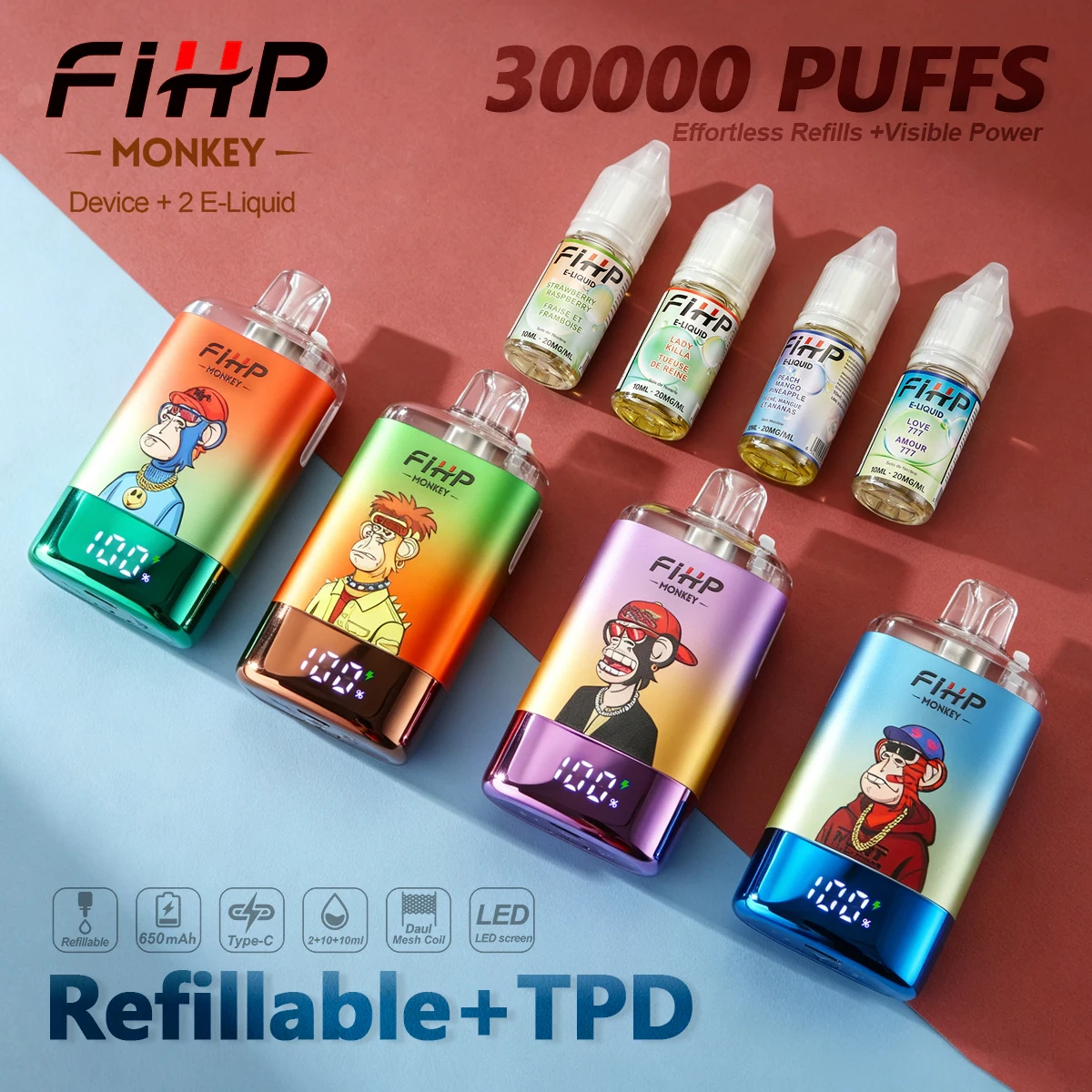 FIHP Monkey 30000 Puffs gallery view 11 presenting the branded disposable vape device, exterior finish and source product styling.