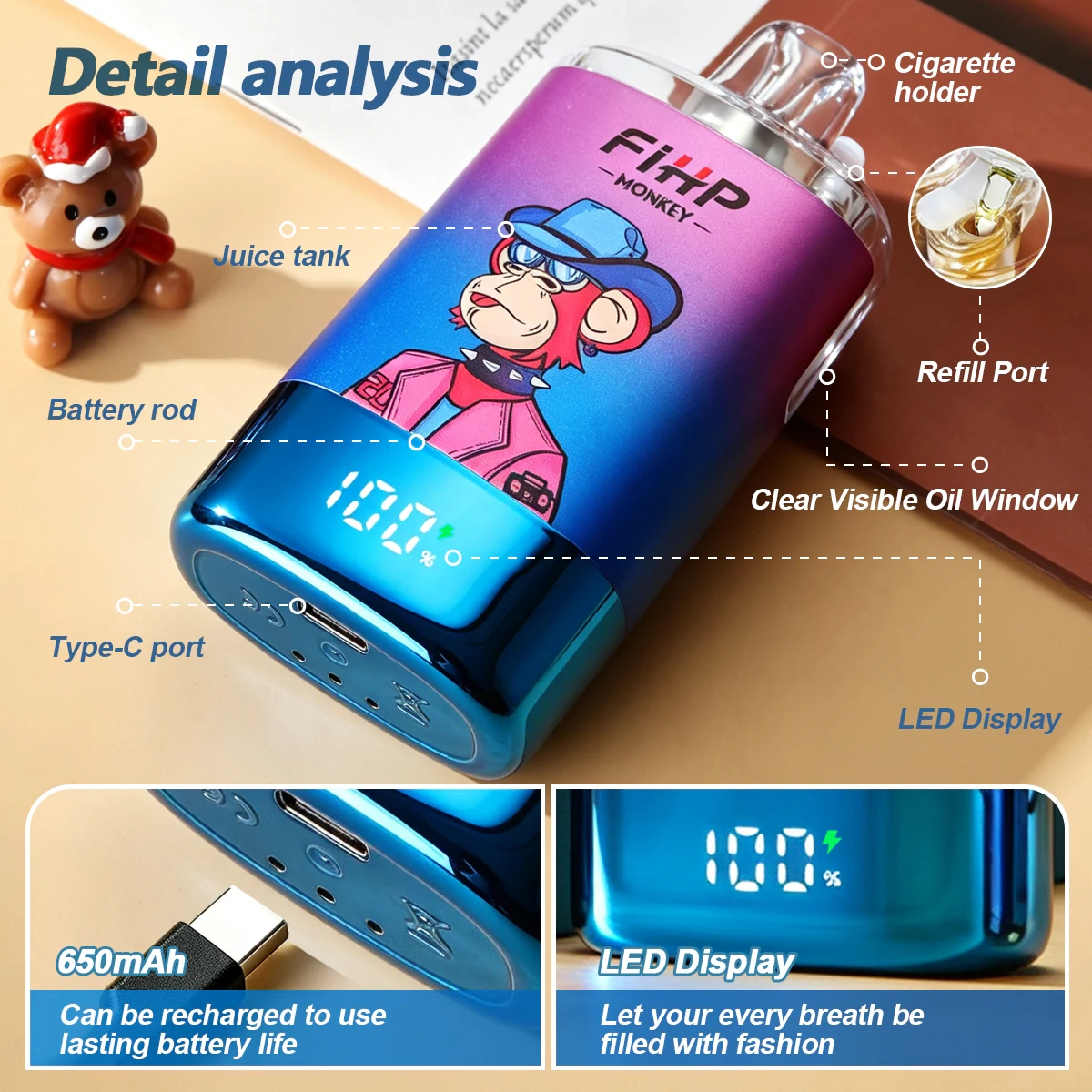 FIHP Monkey 30000 Puffs gallery view 12 showing the branded vape design, color finish and product details from the source gallery.