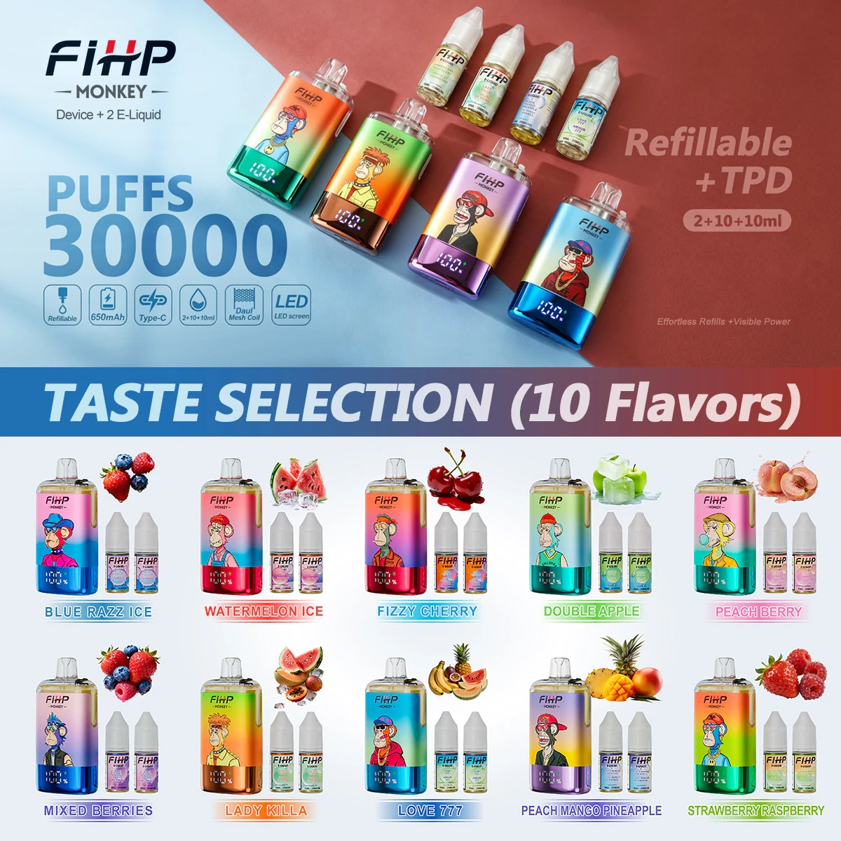 FIHP Monkey 30000 Puffs gallery view 13 with a clear branded device presentation, exterior styling and catalog-ready product view.