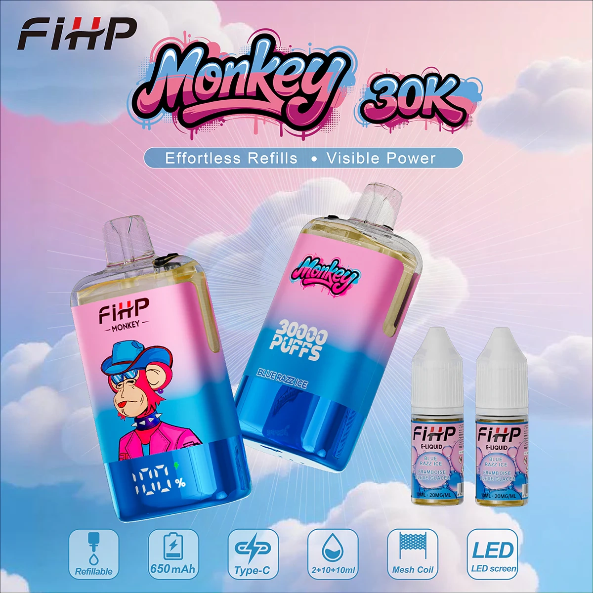 FIHP Monkey 30000 Puffs gallery view 15 showing the device form, branded finish and visual product details from the source gallery.